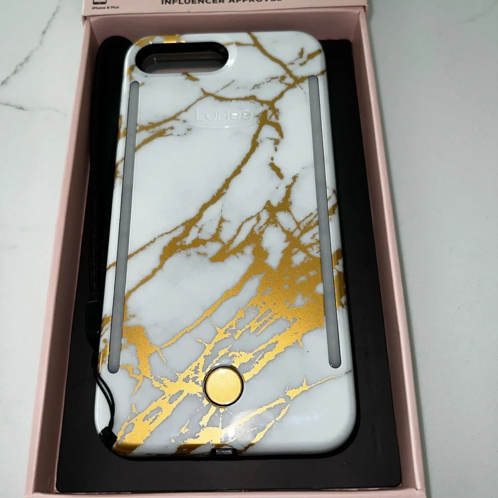 LuMee Duo Phone Case Front & Back LED Photo Lighting for iPhone 8 PLUS, EUC